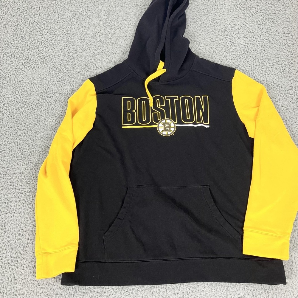 Boston Bruins Hoodie Sweatshirt Mens XL Black Yellow NHL‎ Hockey Logo Athletic